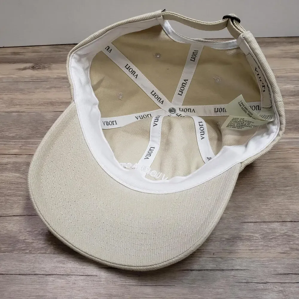 Vuori Actv Club Hat Cap Strap Back Mens One Size Beige Cotton Twill Baseball